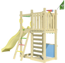 Spielturm aus Holz mit Rutsche, Leiter und Sandkasten