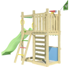 Spielturm aus Holz mit Rutsche, Leiter und Sandkasten