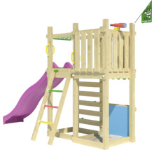 Spielturm aus Holz mit Rutsche, Leiter und Sandkasten