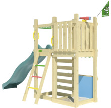 Spielturm aus Holz mit Rutsche, Leiter und Sandkasten