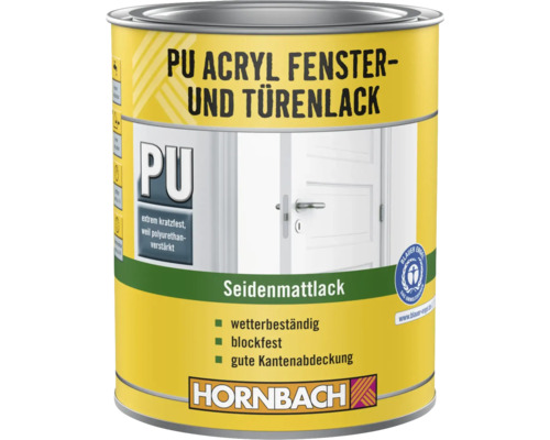 HORNBACH PU Acryllack Fensterlack-Türenlack seidenmatt weiß 750 ml