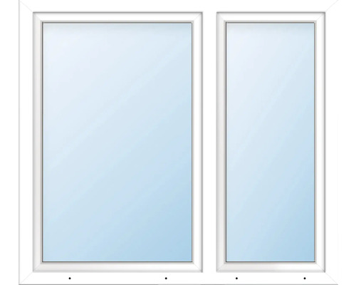 ARON Basic+ Kunststofffenster 2 Flügelig (Dreh-Kipp/Dreh-Kipp) asymetrisch Links mit festem Pfosten ESG 160x160 cm RAL 9016 verkehrsweiß