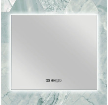 Rechteckiger Spiegel mit Marmorrahmen und Beleuchtung