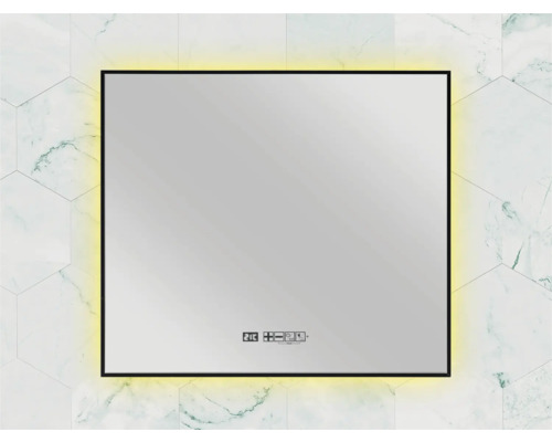 Rechteckiger Spiegel mit LED-Beleuchtung und schmalem Rahmen zur Wandmontage