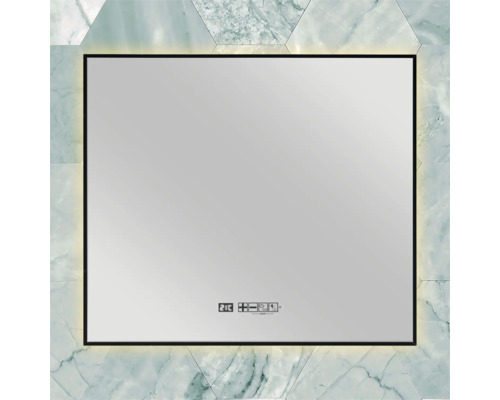 Beleuchteter Spiegel mit Marmoroptik und Touchscreen