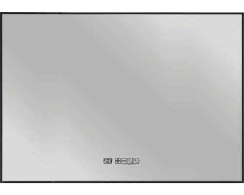 Rechteckiger Badspiegel mit Rahmen und digitaler Temperaturanzeige