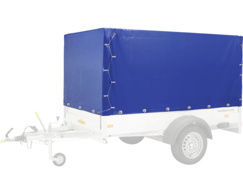 Anhänger mit blauer Plane zum Schutz der Ladung