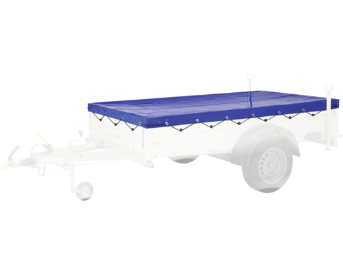 Anhänger mit blauer Plane zum Schutz der Ladung