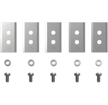 Fünf Hobelmesser mit Schrauben und Unterlegscheiben