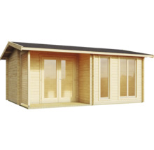 Holzgartenhaus mit Fenstern und Doppeltür