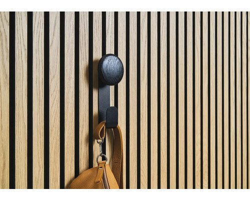 Sonava Function Haken schwarz pulverbeschichtet mit Holzkopf schwarz Small Pack = 4 Stück inkl. Fixierung Holzwand mit Haken und Handtasche