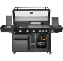 Gasgrill mit offener Haube und Gasflasche