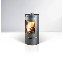 Kaminofen mit Feuerraum und Holzscheiten