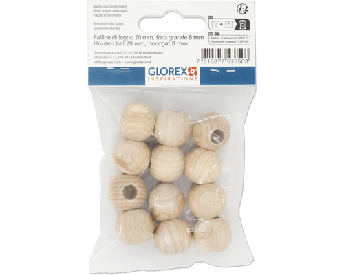 Packung mit Holzkugeln, 20 mm Durchmesser, 8 mm Bohrung