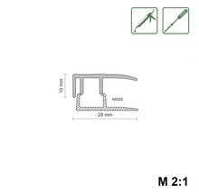 Profilzeichnung eines 28 mm breiten und 10 mm hohen Übergangsprofils