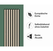 Holzpaneel mit dem Zeichen Europäische Eiche, selbstklebend ohne Zubehör und beste Akustik