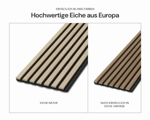 Akustikpaneele aus Eiche in zwei Ausführungen