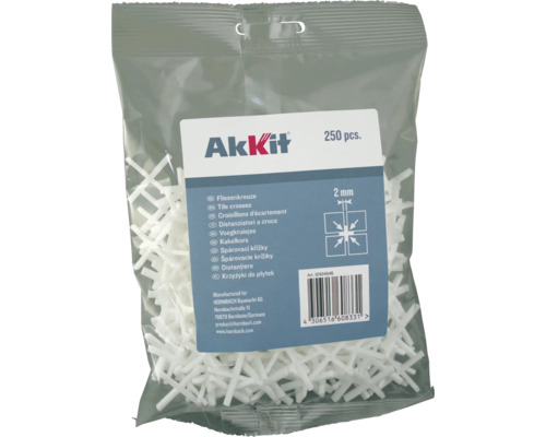 Fliesenkreuze Akkit 2 mm 250 Stück Packung Fliesenkreuze, 2 Millimeter, 250 Stück