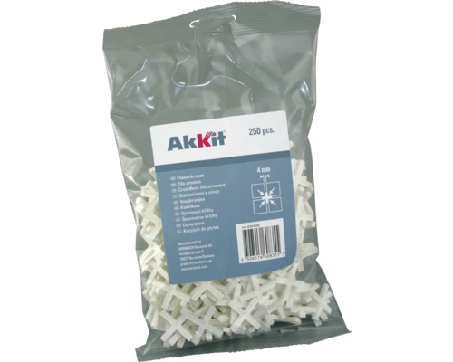 Fliesenkreuze Akkit 4 mm 250 Stück Packung Fliesenkreuze, 4 mm, 250 Stück