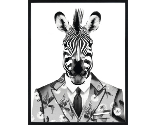 Gerahmtes Bild mit einem Zebra im Anzug