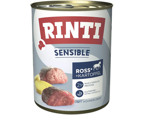 Hundefutter nass RINTI Sensible Ross, Hühnerleber, Kartoffel 800 g glutenfrei