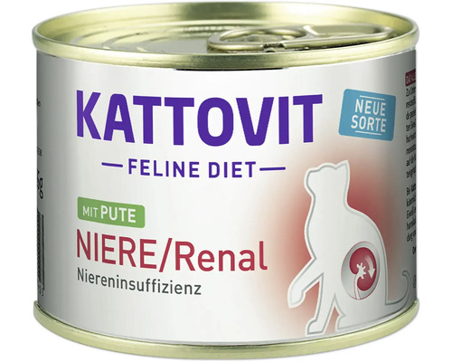 Katzenfutter nass Kattovit Niere/Renal mit Pute 185 g Katzenfutter nass Kattovit Niere/Renal mit Pute 185 g
