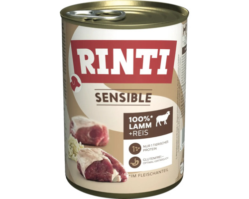 Hundefutter nass Rinti Sensible Lamm+Reis 400 g Hundefutter nass Rinti Sensible Lamm+Reis 400 g