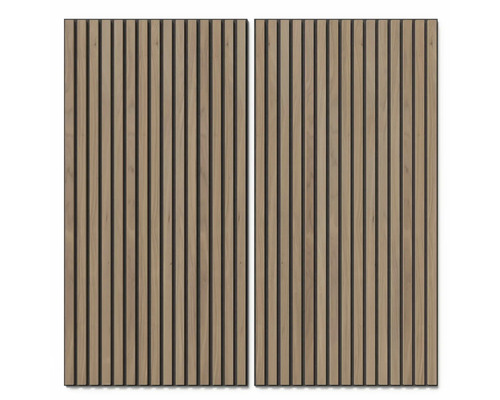 Zwei Akustikpaneele mit Holzlamellen