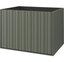 Rechteckiger Pflanzkasten mit vertikalen Streifen für den Garten.