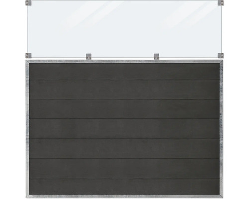 Hauptelement PLUS Futura Klarglas 53 cm 180 x 180 cm schiefergrau Sektionaltor mit horizontaler Paneelstruktur und Glaselement