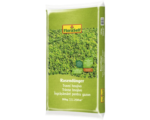 Verpackung Rasendünger von FloraSelf für 250 Quadratmeter