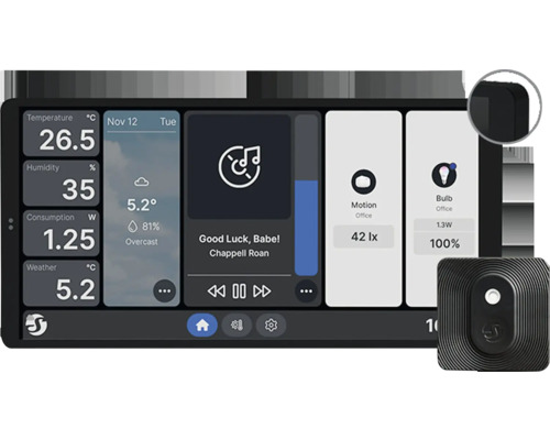 Smart Home Steuerungssystem mit Temperaturanzeige, Luftfeuchtigkeit und Energieverbrauch