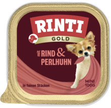 Rinti Gold Hundenassfutter mit Rind und Perlhuhn für kleine Hunde, 100 Gramm