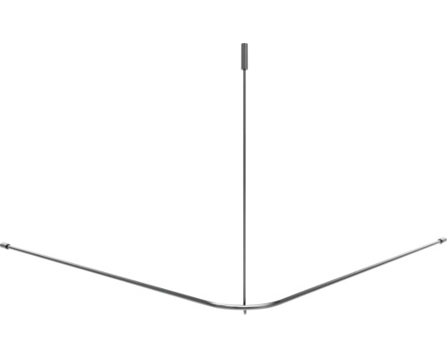Duschvorhangstange Burschberg L-Form Ø 10 mm 80x80 cm edelstahl gebürstet matt inkl. Deckenstütze Duschvorhangstange für Eckmontage