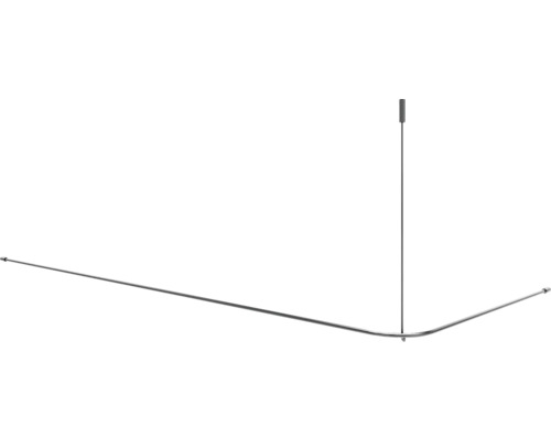 Duschvorhangstange Burschberg L-Form Ø 10 mm 170x75 cm edelstahl gebürstet matt inkl. Deckenstütze Eckduschstange mit Deckenstütze