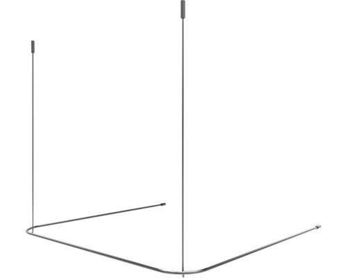 Duschvorhangstange Burschberg U-Form Ø 10 mm 90x90x90 cm edelstahl gebürstet matt inkl. Deckenstütze Duschvorhangstange zur Eckmontage
