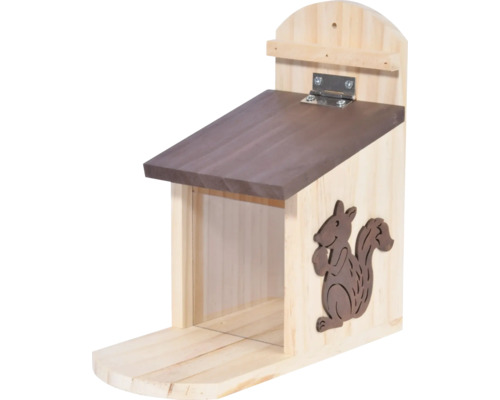 Eichhörnchenfutterhaus aus Holz mit Eichhörnchenmotiv