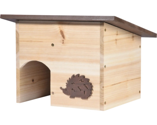 Igelhaus aus Holz mit Igelapplikation