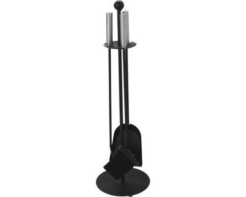 Kamingarnitur mit Schaufel, Besen, Schürhaken und Ständer