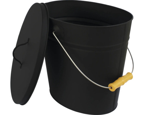 Schwarzer Metalleimer mit Deckel und Tragegriff