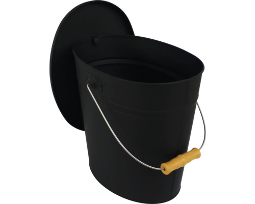 Schwarzer Kohleeimer mit Deckel und Griff