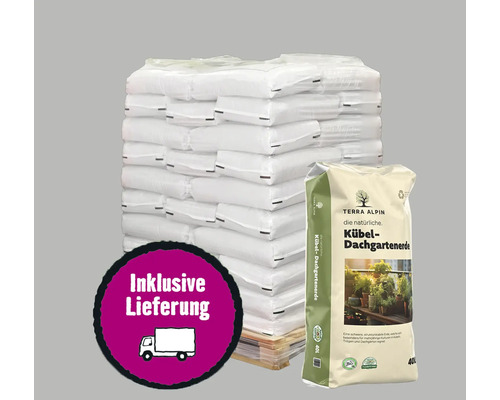 Kübel- und Dachgartenerde Terra Alpin 40x42 L (= 1,68 m³) inkl. Lieferung Palette Terra Alpin Kübel-Dachgartenerde inklusive Lieferung
