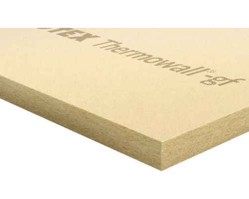 Holzfaser-Dämmplatte mit Schriftzug