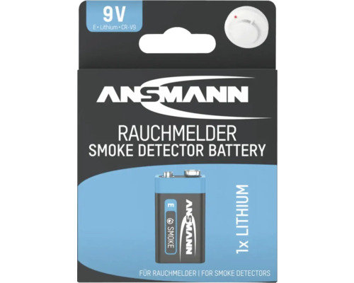 9V Lithium Batterie ANSMANN, speziell für Rauchmelder 1 Stk.