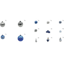 Verschiedene Christbaumkugeln und Ornamente