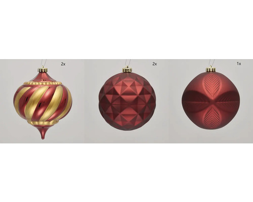 Drei Christbaumkugeln mit unterschiedlichen Mustern