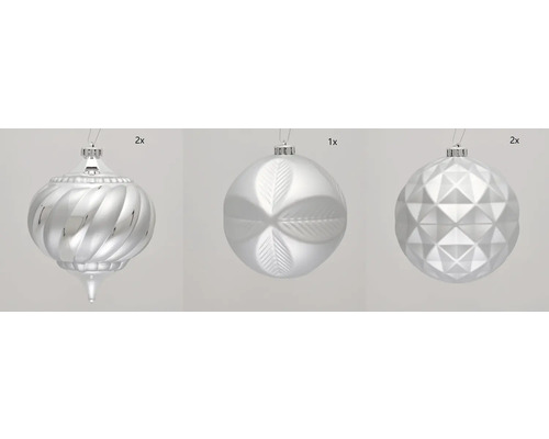 Weihnachtsbaumkugeln Set mit verschiedenen Designs, 5 Stück