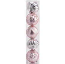 Dekorative Christbaumkugeln mit unterschiedlichen Mustern in einer transparenten Verpackung