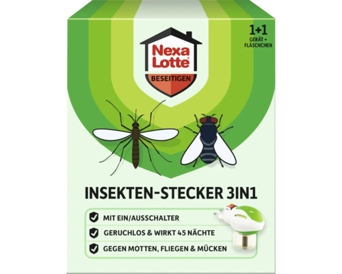 Nexa Lotte Insektenstecker 3-in-1 Packung zur Bekämpfung von Motten, Fliegen und Mücken