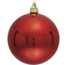 Rote Weihnachtskugel mit goldfarbener Aufhängung